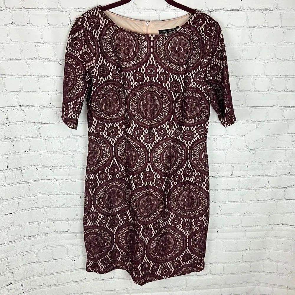 Karin Stevens Maroon Lace Dress Size 8